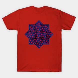 Red stars on blue grunge T-Shirt